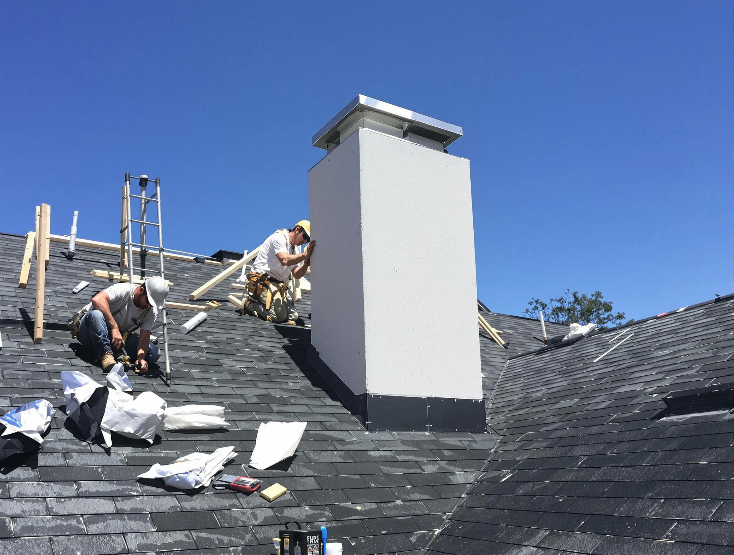 East Windsor Chimney Sweep crew installing a new chimney in East Windsor, NJ