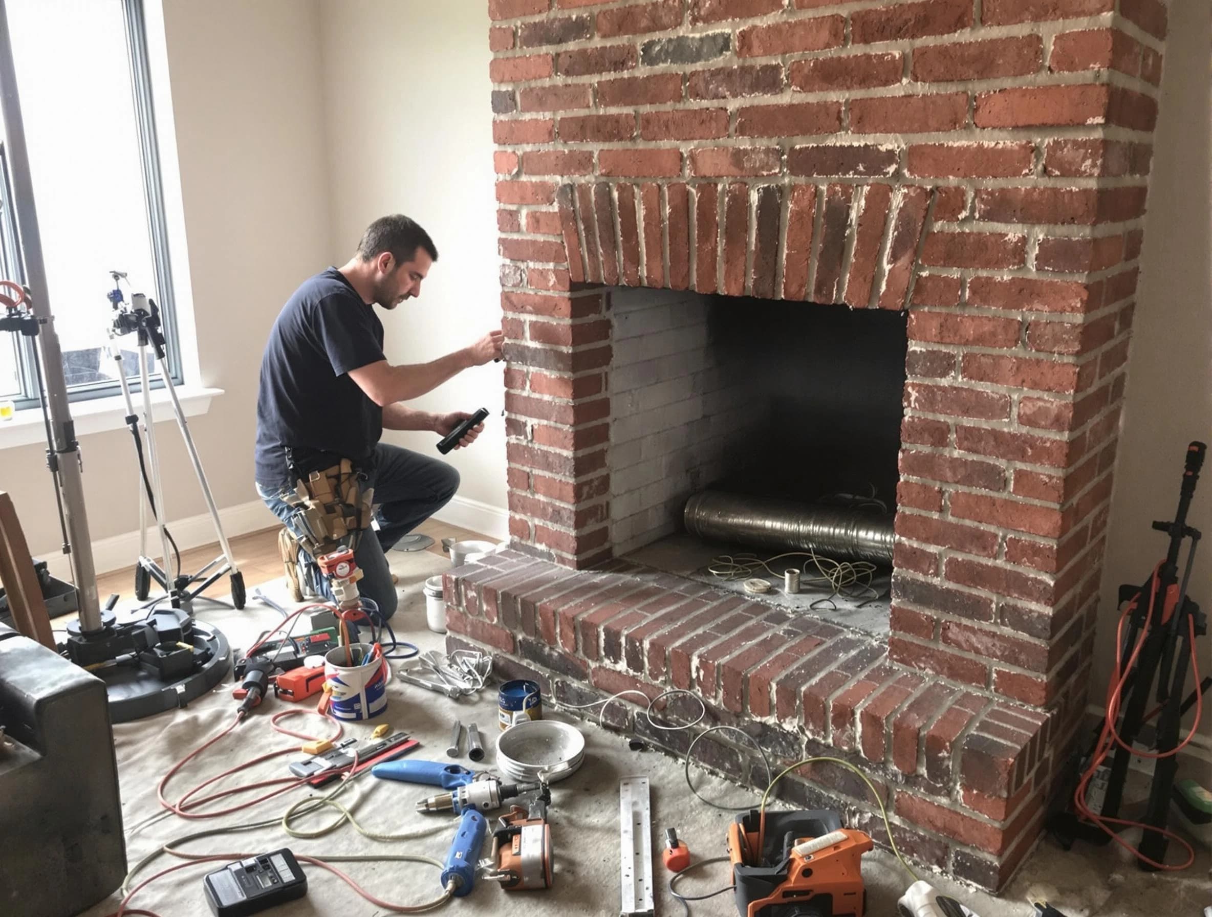 East Windsor Chimney Sweep specialist finalizing chimney liner service in East Windsor, NJ