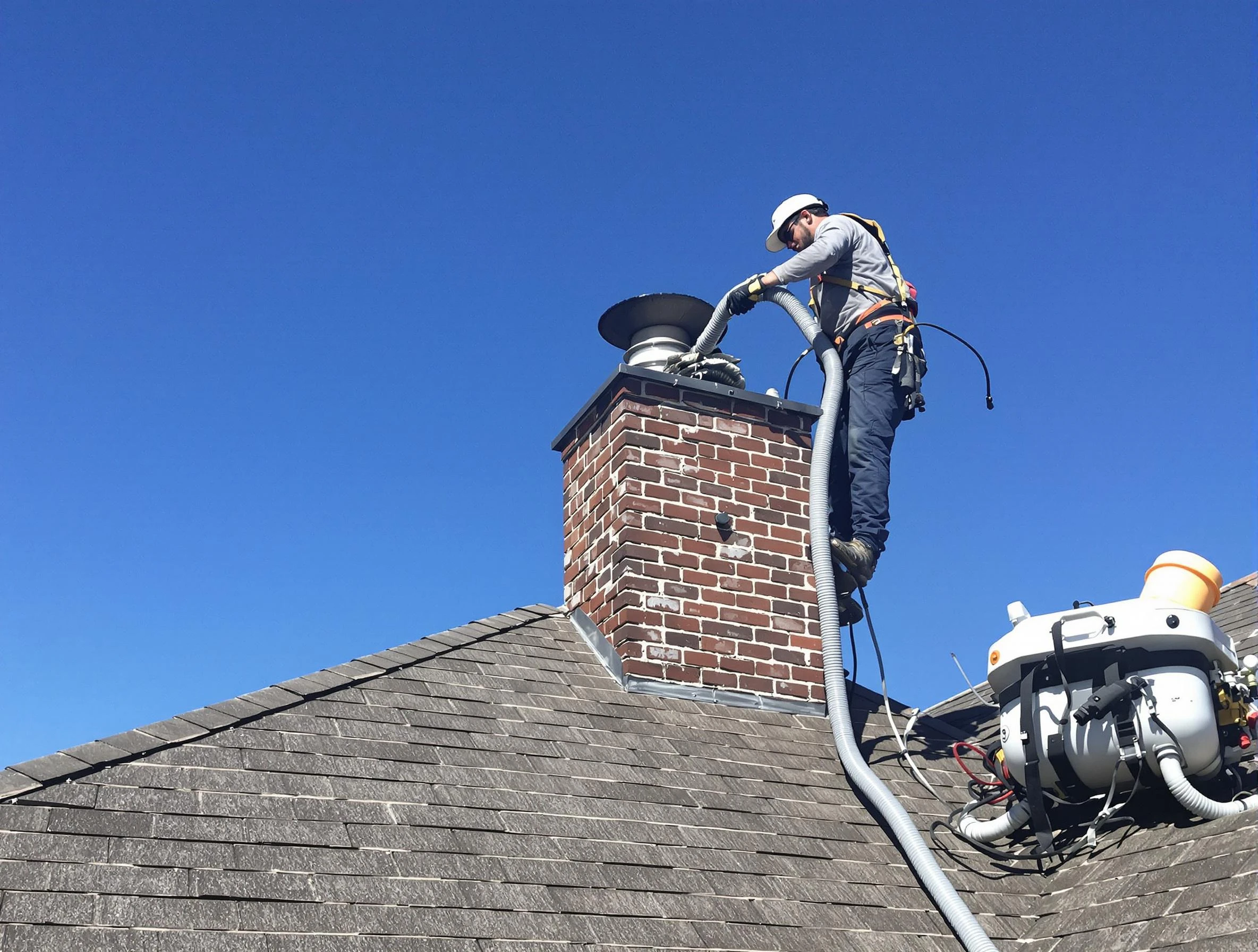 Dedicated East Windsor Chimney Sweep team member cleaning a chimney in East Windsor, NJ