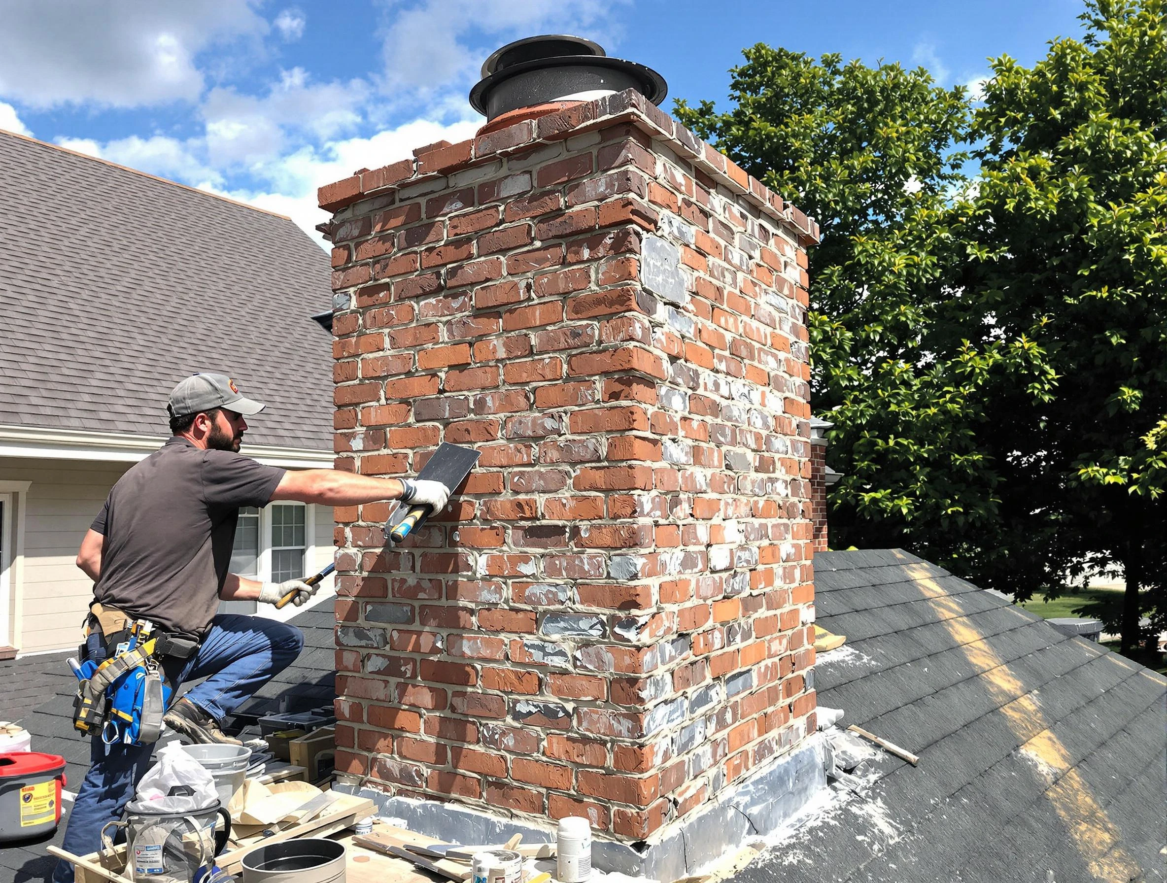 Completed chimney rebuild by East Windsor Chimney Sweep in East Windsor, NJ
