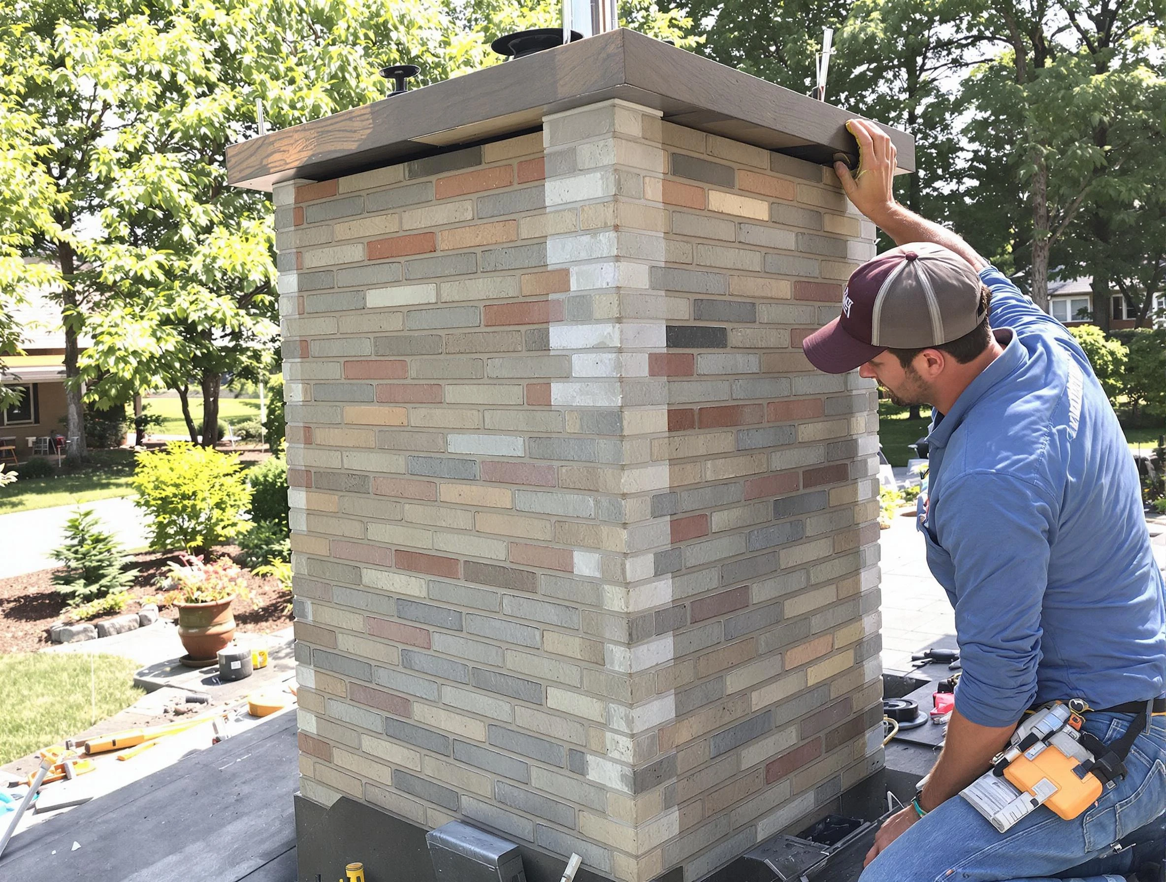 East Windsor Chimney Sweep completing a modern chimney remodel in East Windsor, NJ