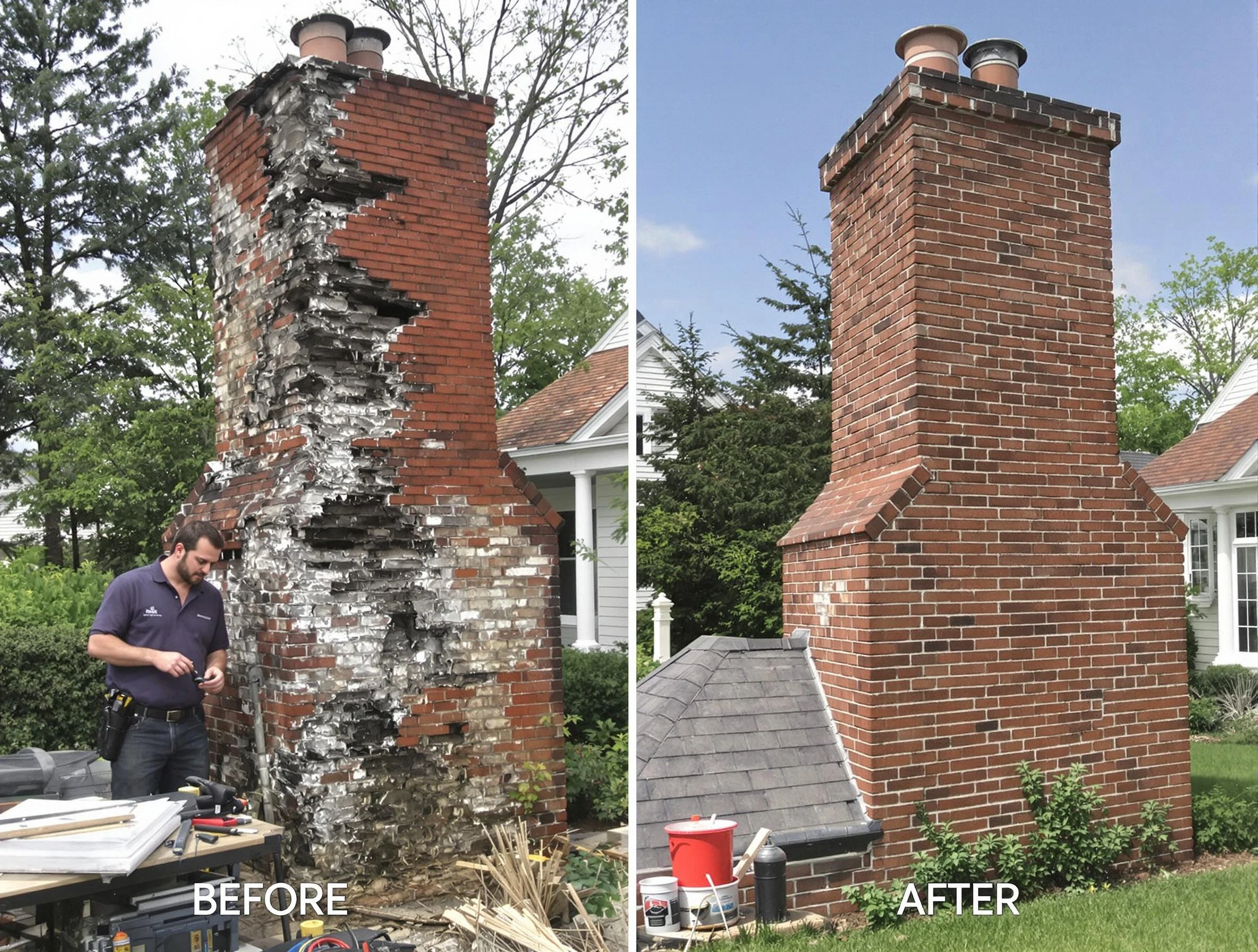 East Windsor Chimney Sweep performing a full chimney restoration in East Windsor, NJ