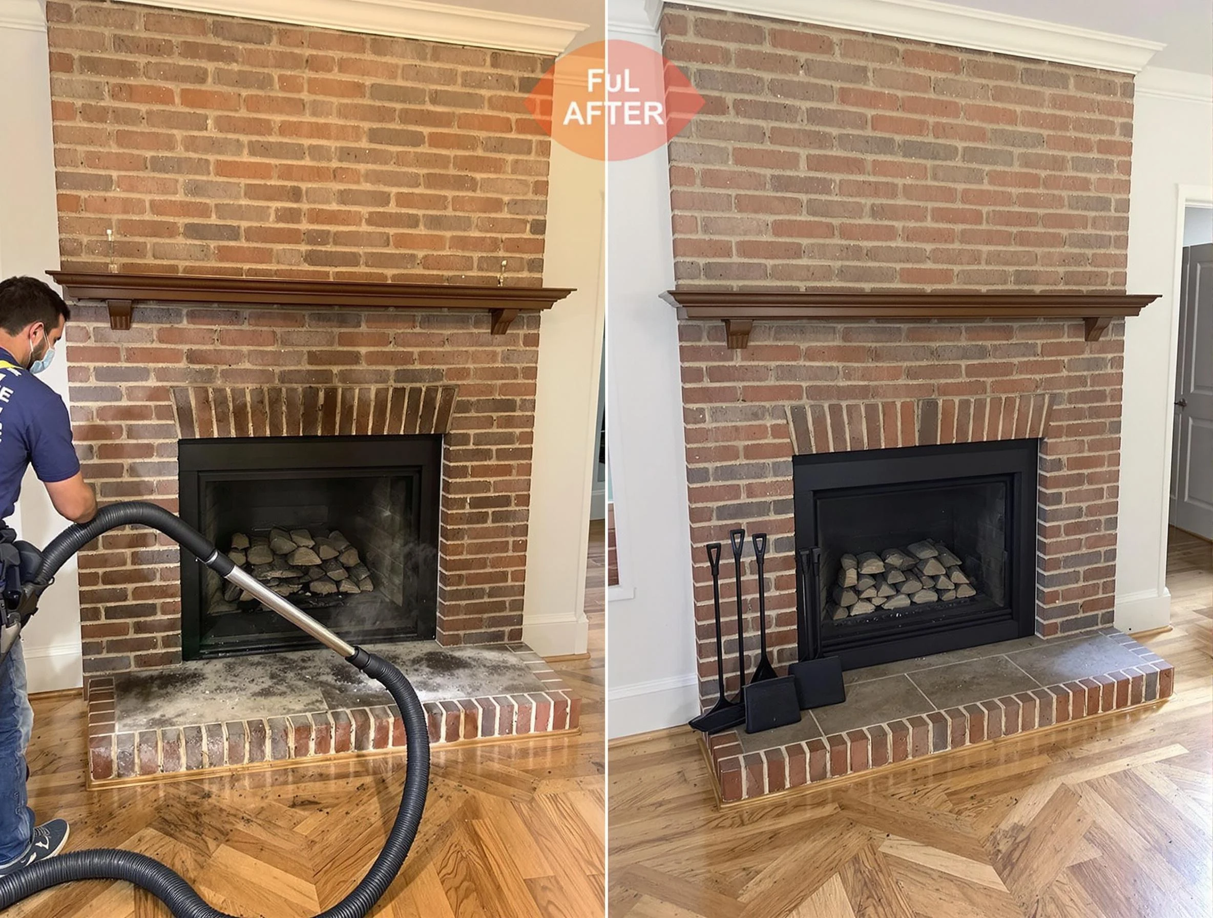 East Windsor Chimney Sweep carefully sanitizing a fireplace in East Windsor, NJ