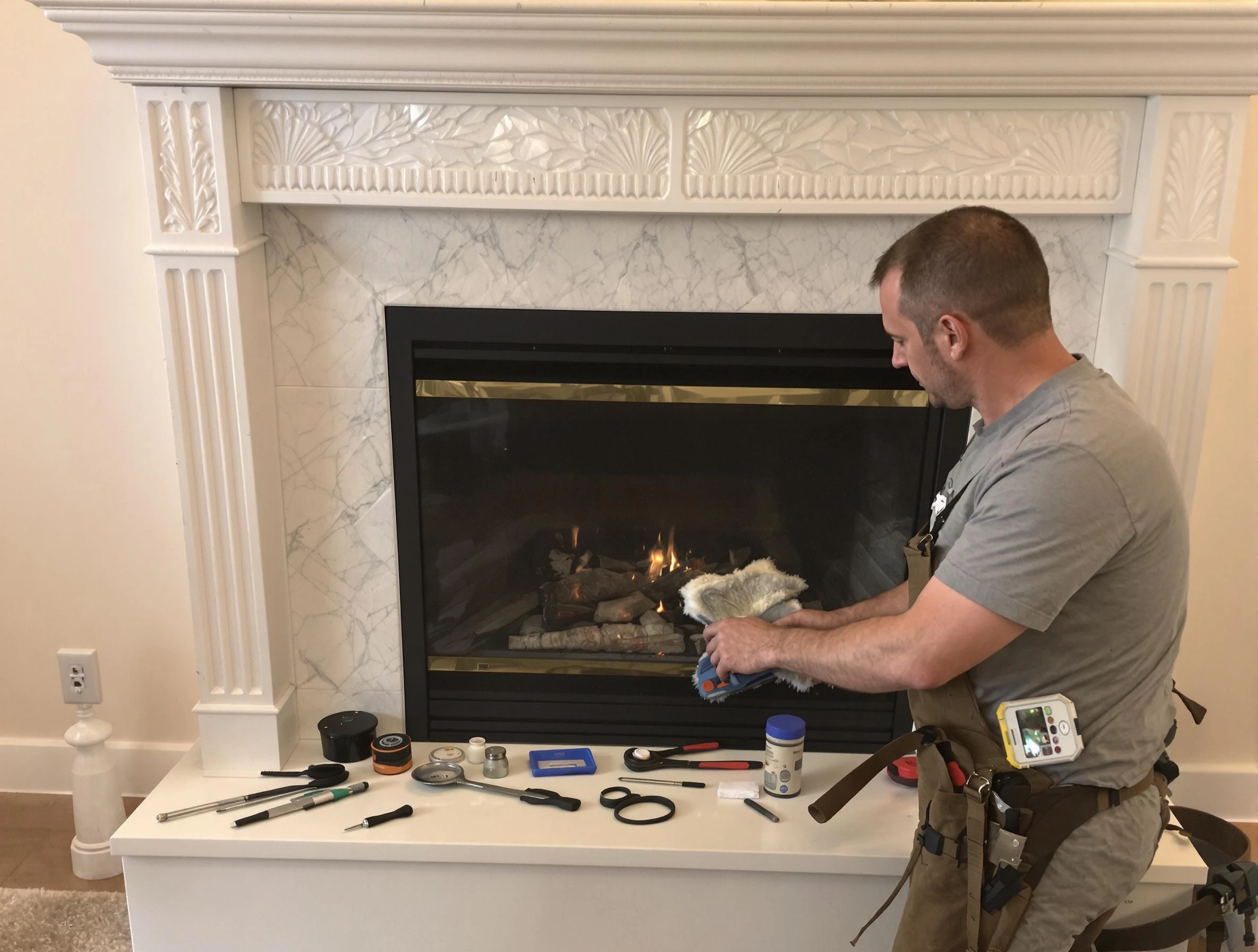 East Windsor Chimney Sweep performing fireplace maintenance in East Windsor, NJ